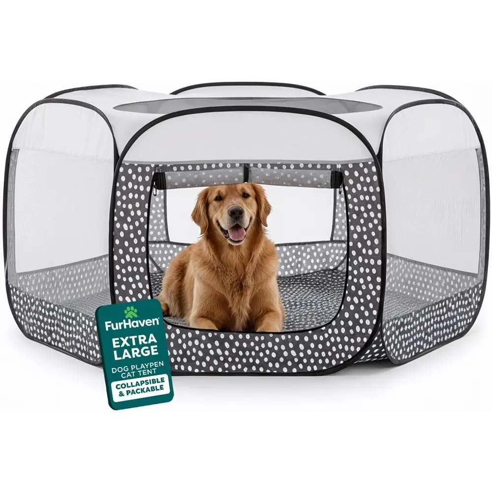 

Extra Large Mesh Indoor Playpen for Dogs and Cats, Portable Travel Pen, X-Large, Gray