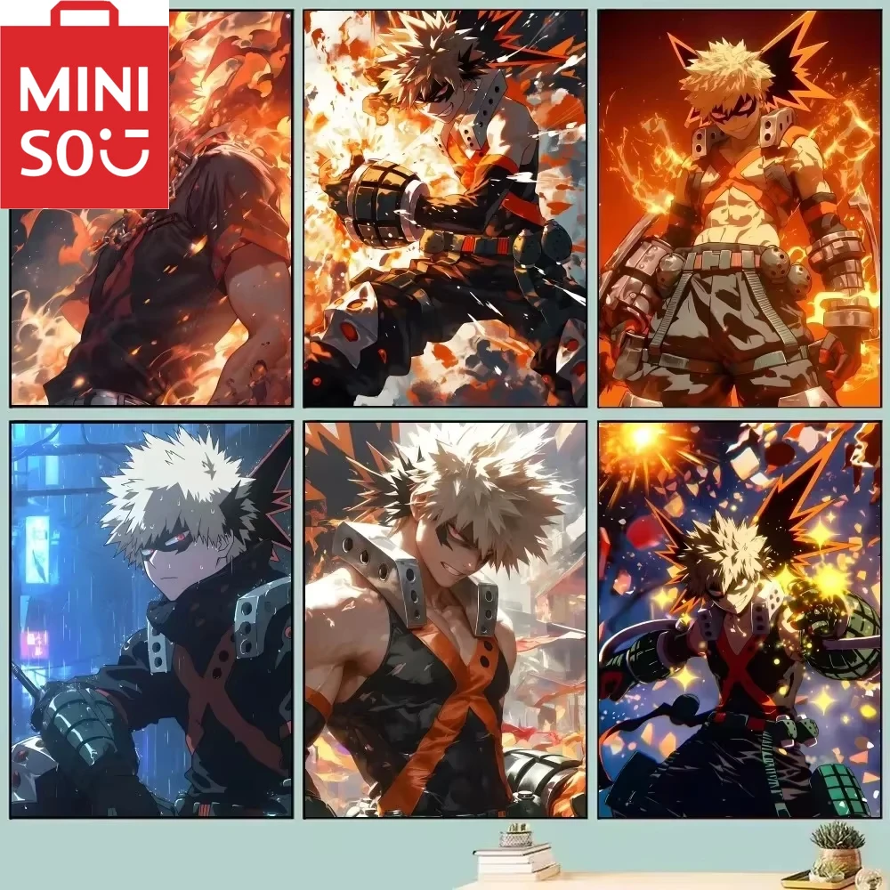 MINISO DIY pintura por números kits Anime My Hero Academia Bakugo Katsuki pintura con números decoración del hogar, arte de pared regalo perfecto,