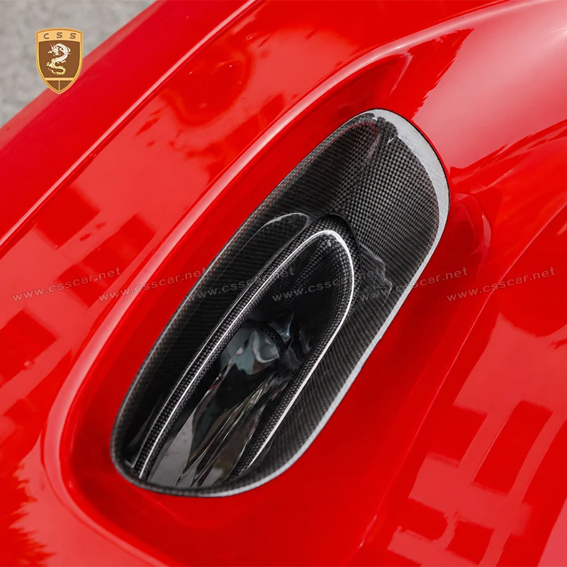For Ferrari F8 Tributo Hood Trim Kits OEM Style Dry Carbon Fiber S-Duct Bonnet Air Intake Scoop Cover for F8 Spider 2019-2023