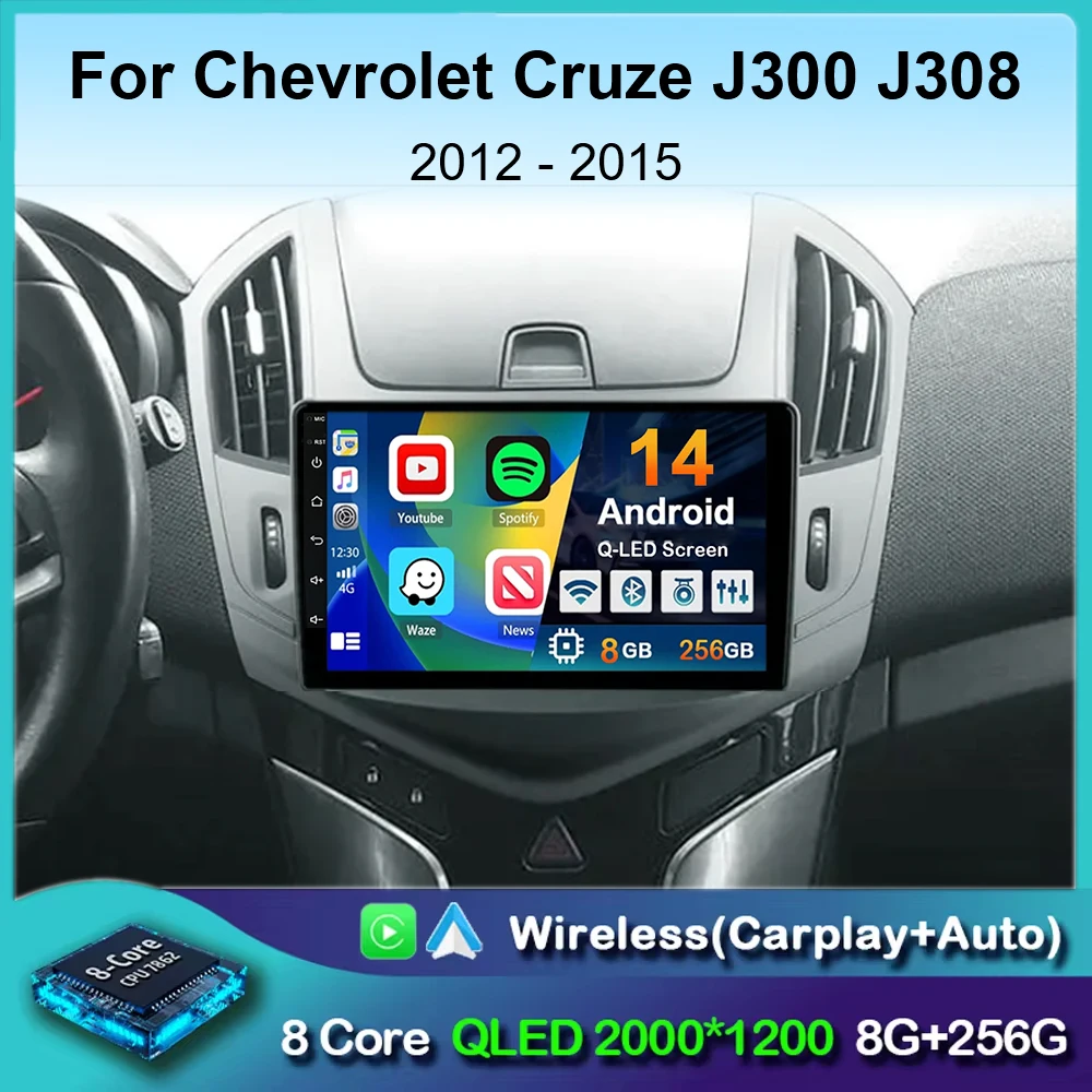 

Автомобильный радиоприемник Carplay Android 14 для Chevrolet Cruze J300 J308 2012 2013 2015, мультимедийный видеоплеер, навигация, GPS, стерео, 2din DVD