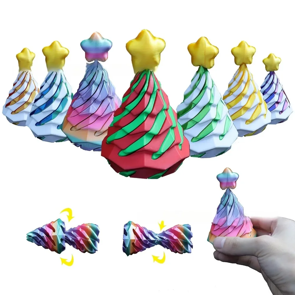 Dual-Color 3D Printed Christmas Tree Stress Relief Creative Shuttle Model 3D Printed Cone-Shaped Toy Mini DIY