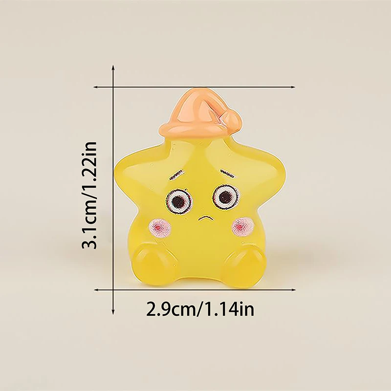 Luminous Mini Star Micro Paisagem Ornamentos, Dollhouse Toy, Acessórios Boneca, Glow in the Dark, Casa, Decoração do carro, Presentes, 10pcs por saco