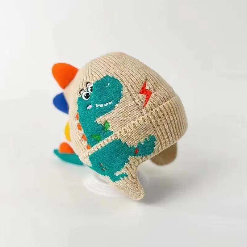 Winter Warme Baby Ohrenschutz-Mütze 3D Dinosaurier Kinder Ohrenwärmer Kappe Cartoon Kleinkind Wollene Strickmützen 2-6 Jahre Kinder Beanies – Detail 7