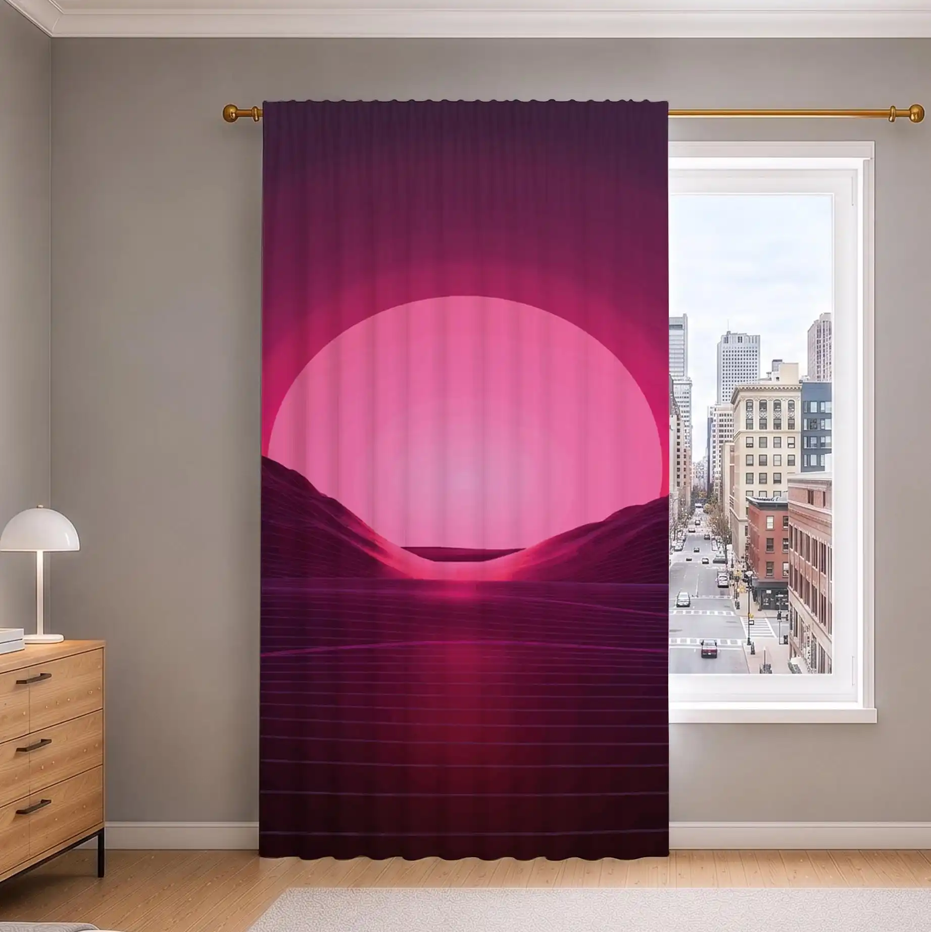 Vibrant Sunset Landscape Curtain Panels for Living Room Bedroom Home Decor Window Treatment