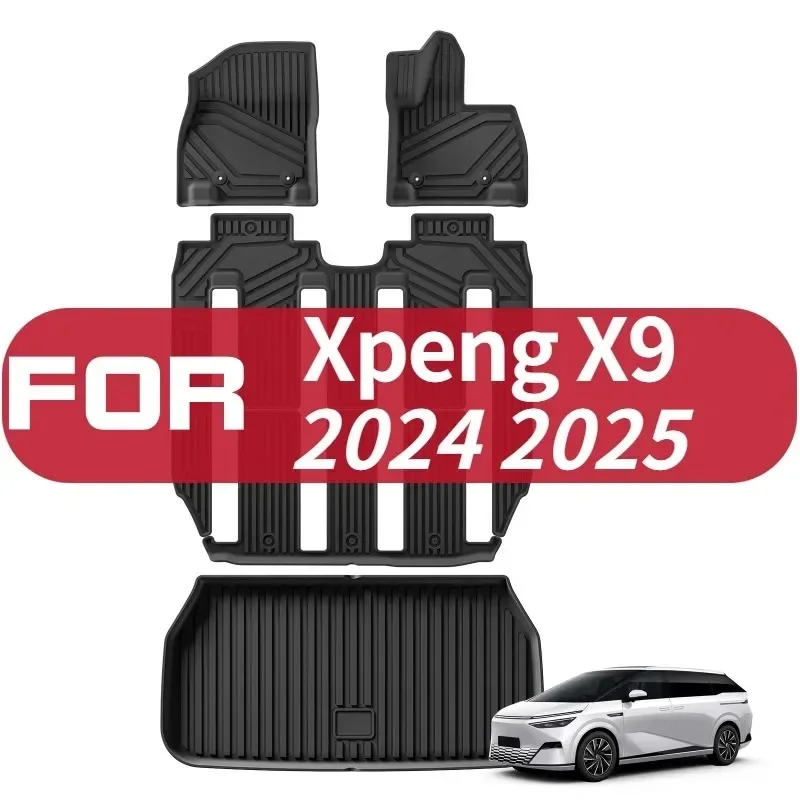 

Car Floor Mats Cargo Liner For RHD Xpeng X9 2024 2025 Accessories Trunk Pad TPE Foot Mat