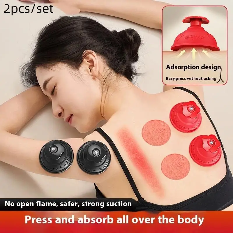 2Pcs Vacuum Cans Press Type Silicone Cupping Cup  Suction Cup Therapy Tool Back Body Anti- Massage Jar Family