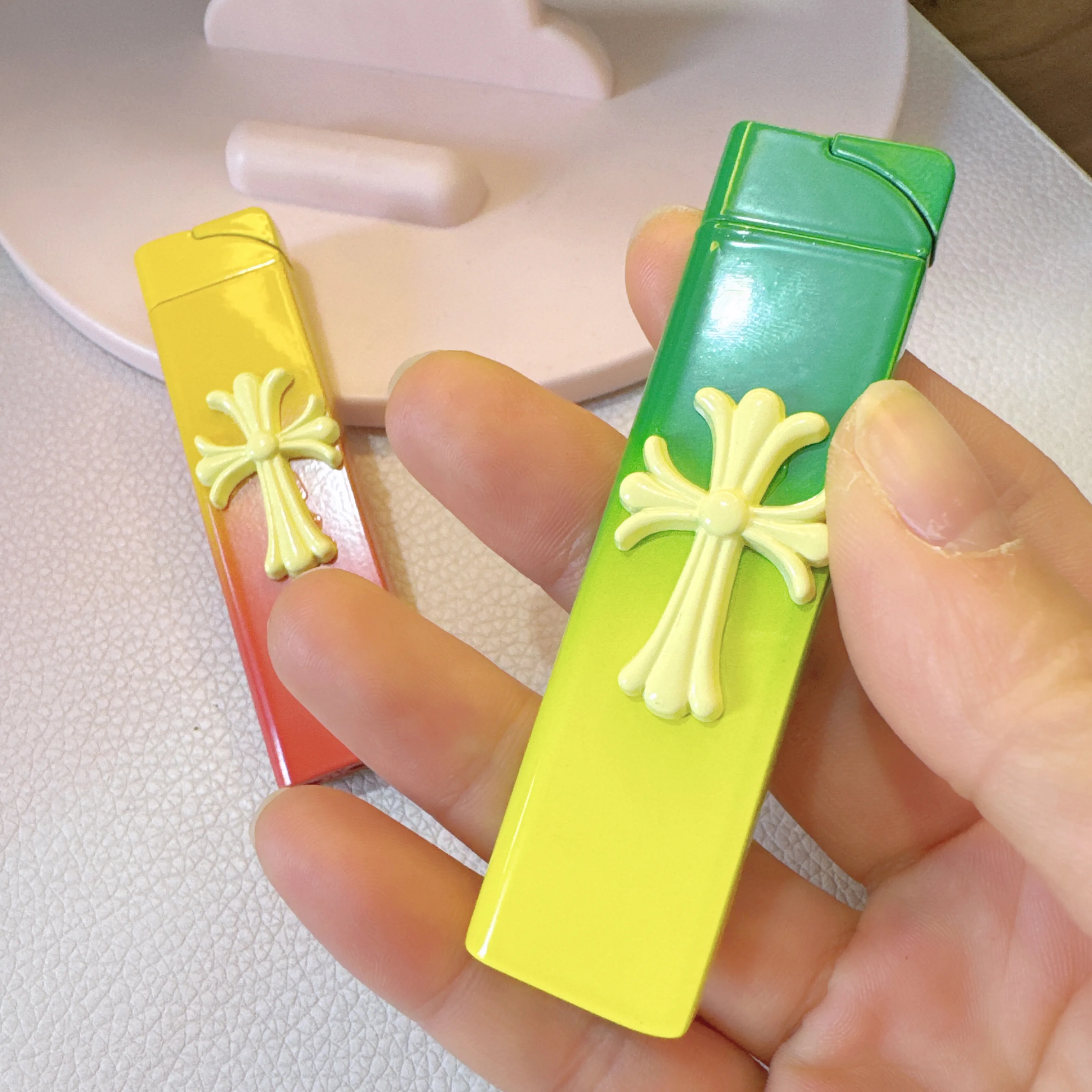 Accendino gonfiabile sfumato di moda in metallo antivento Jet Green Flame Accendino portatile per esterni Accessori per sigarette Regali per fumatori