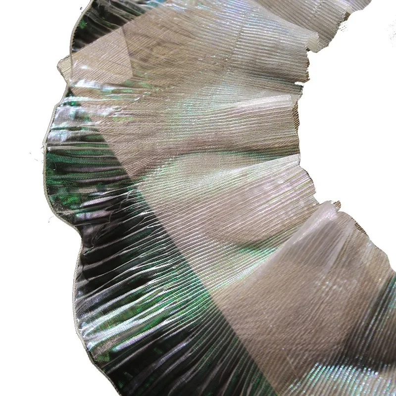 Mermaid Sequins Pleated Gradient Organza Fabric for DIY Dress Designer Evening Gown Decor view 5