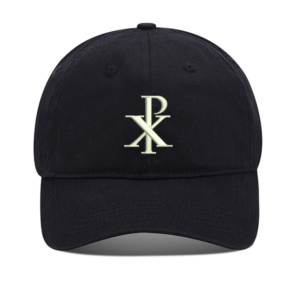 

Lyprerazy Baseball Caps Chi Rho Christian Unisex Embroidery Baseball Cap Washed Cotton Embroidered Adjustable Cap