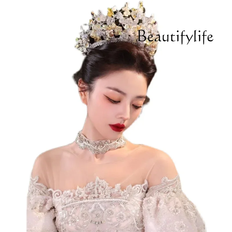 New crown high-end production western wedding dress banquet versatile zircon model