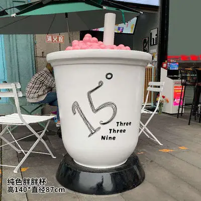 التخصيص الإبداعي سعر المصنع الألياف الزجاجية كوب الشاي بالحليب تمثال النحت متجر الحلوى الديكور في الهواء الطلق #1