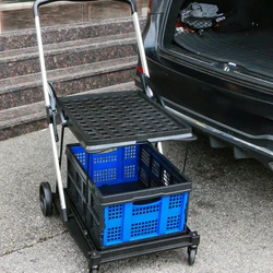 Folding cart directly from the manufacturer, double shopping plastic cart folding trolley fruit cart convenient