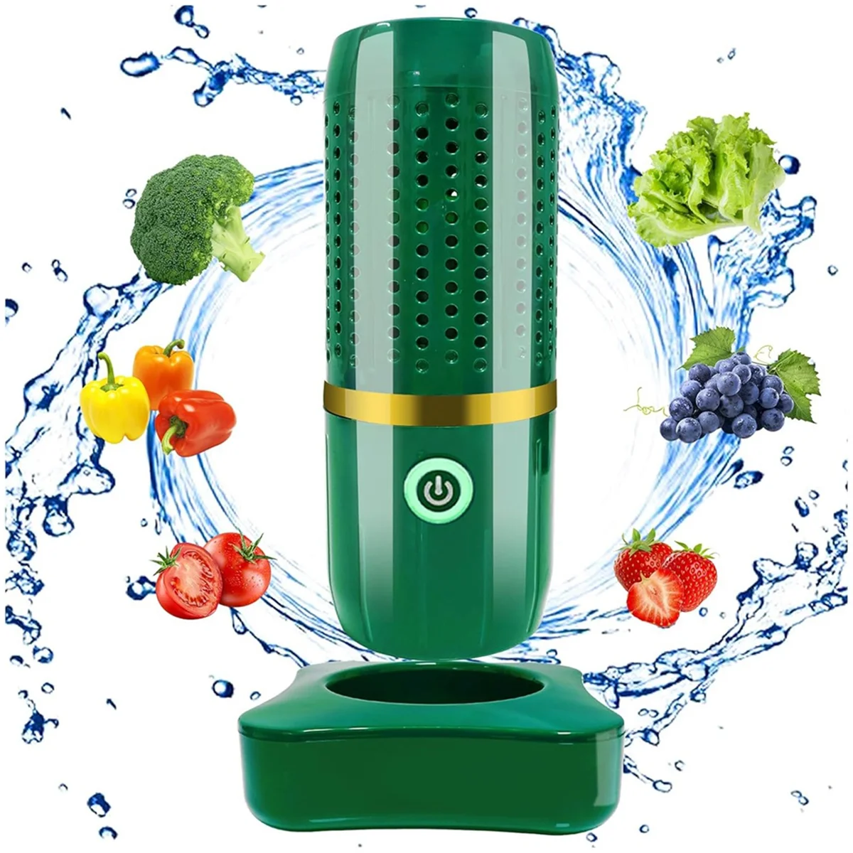 

M12KFruit Vegetable Washing Machine,Rechargeable Cleaning Machine for Vegetables and Fruits,Portable Mini Food Cleaner Green