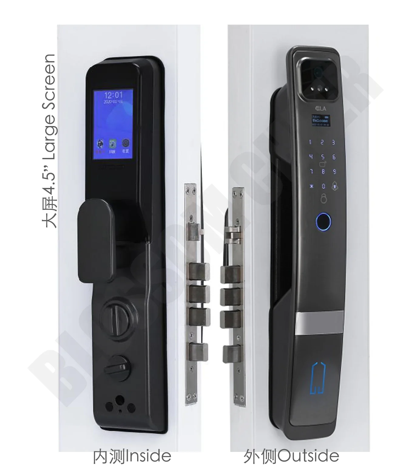 Electronic Fingerprint Door Hotel Digital Locked Luxury Home Finger Print Outdoor Large Screen Smart 3d Face Recognition Lock