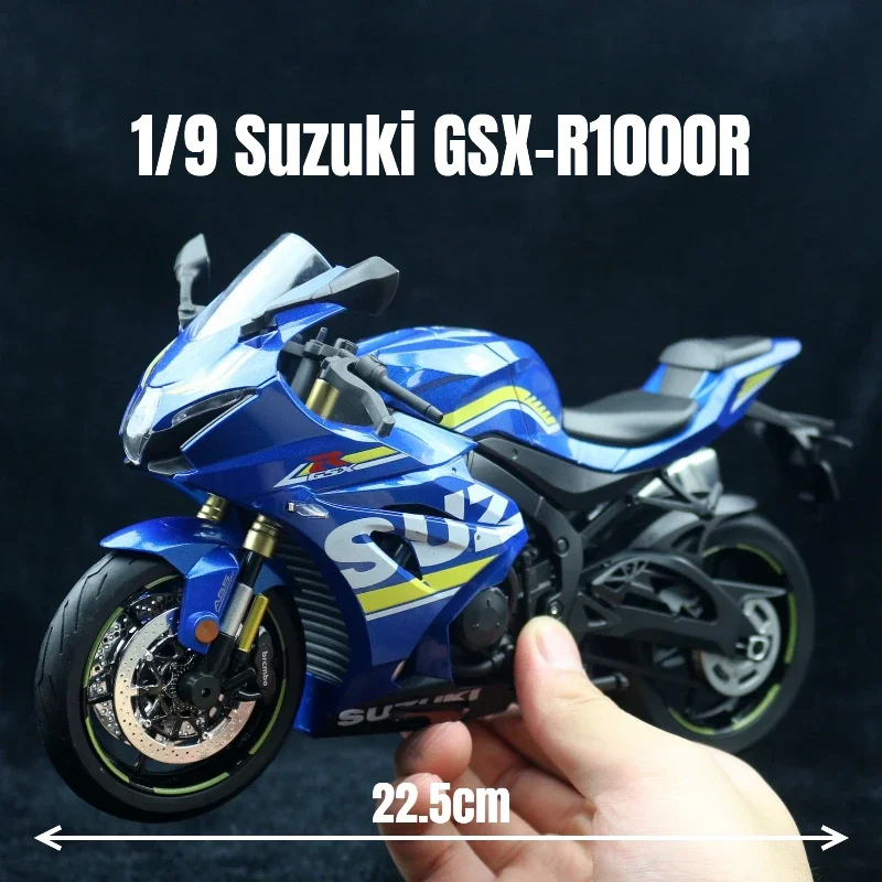 

1/9 Suzuki GSX-R1000R игрушечный мотоцикл для детей, гоночная модель, литая под давлением миниатюрная большая размерная легкая коллекция, подарок для мальчика и ребенка