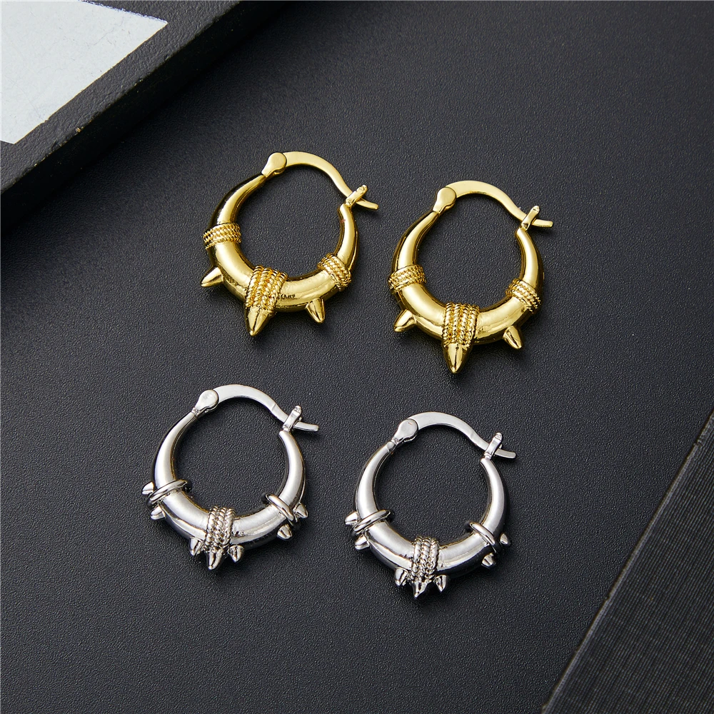 Vintage Fashion Simple Rock Style Ear Buckles Earrings for Women Men Gold Plated Hoop Earrings European Piercing Jewelry 2022