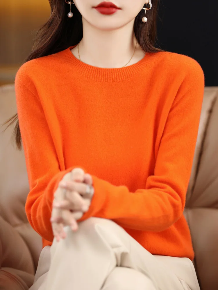 

Yoyo Select Women 100% Merino Wool Jumpers Cashmere Sweater O Neck Pullover Autumn Winter Soft Casual Knitwear Clothing