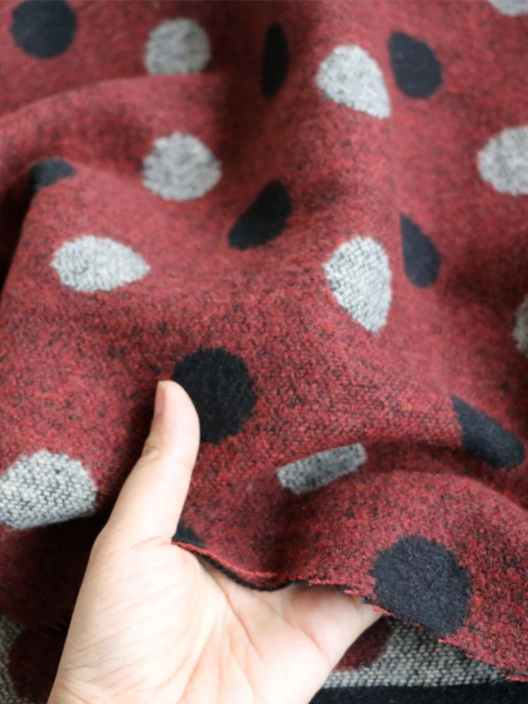 Autumn and Winter Warm Color Dot Polka Dots Woolen Wool Clothing Fabrics Cloth