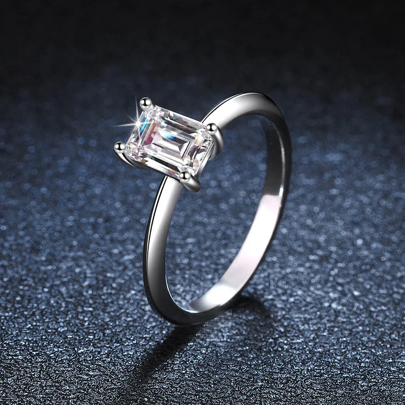 

925Silver Women's Japanese and Korean Fashion Popular New Drop Love Rectangular Ring Simple Jewelry
