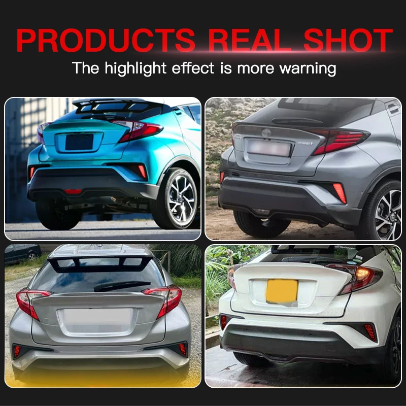 2PCS LED Rear Bumper Tail Reflector Fog Light 81910F4010 81920F4010 for Toyota C-HR 2016-2018 Toyota Yaris 2020-UP