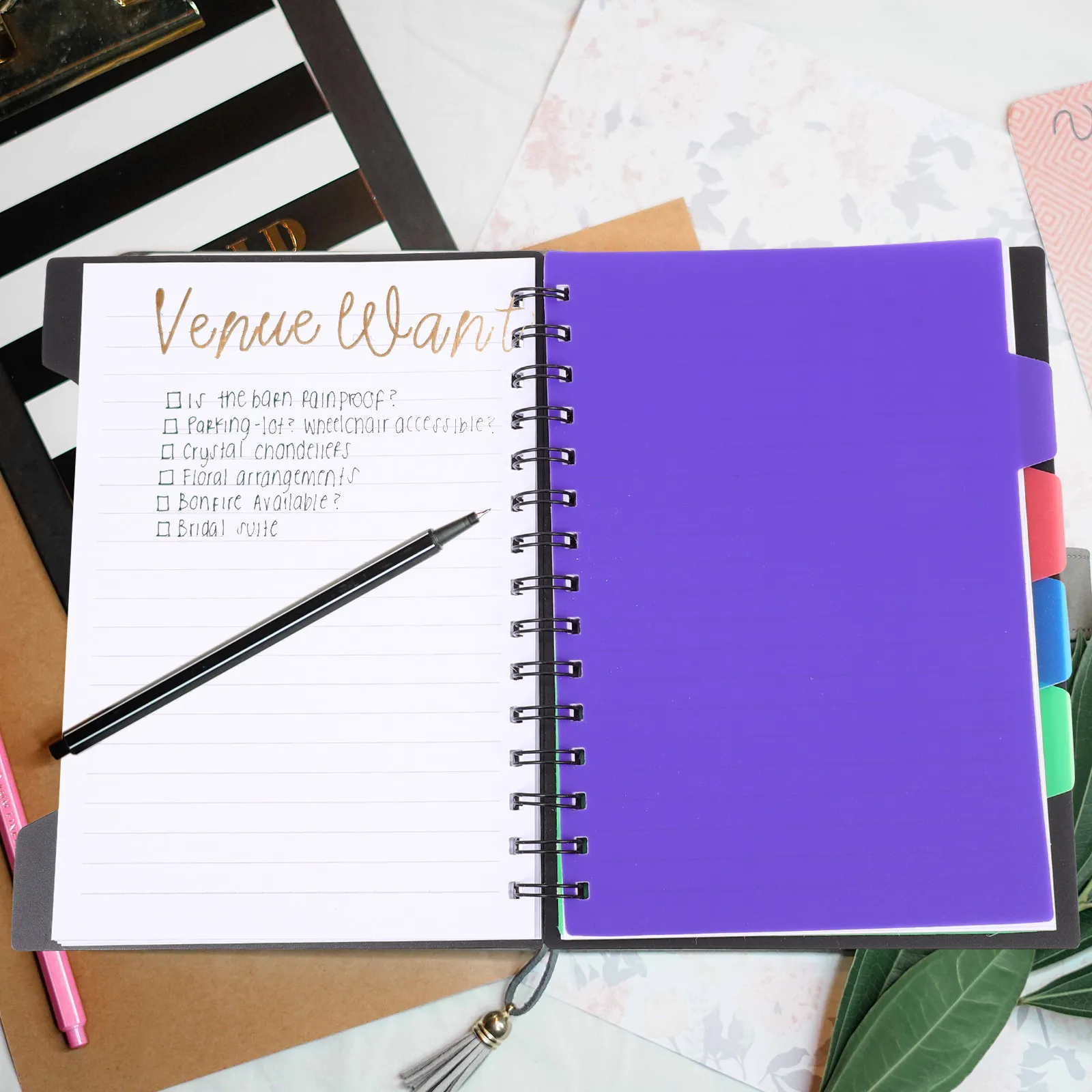 Coil Notepad Black Multipurpose Lightweight Schedule Planner Notebook for Students Work Diary Note Taking Paper Notepad