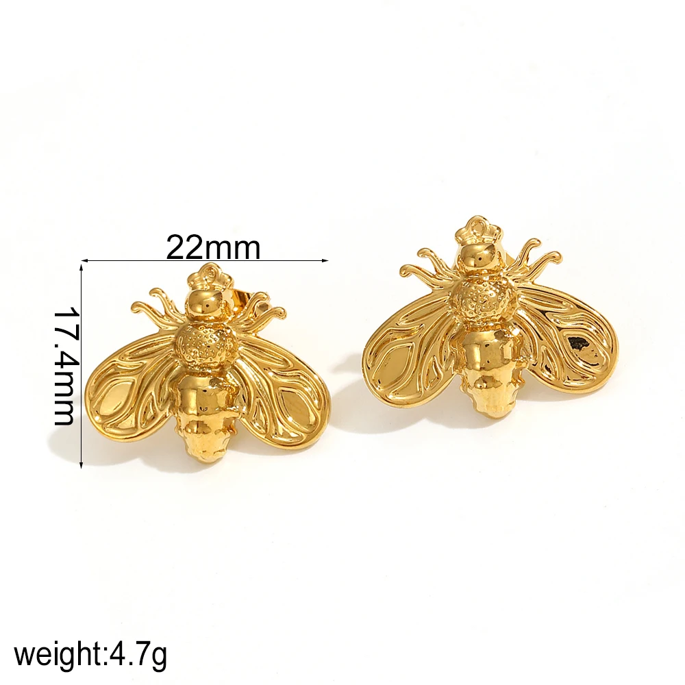 Neue Edelstahl-Ohrstecker im schicken Kirschdesign, goldfarben, 18K PVD-beschichtet, wasserbeständig, Charm-Schmuck – Detail 6