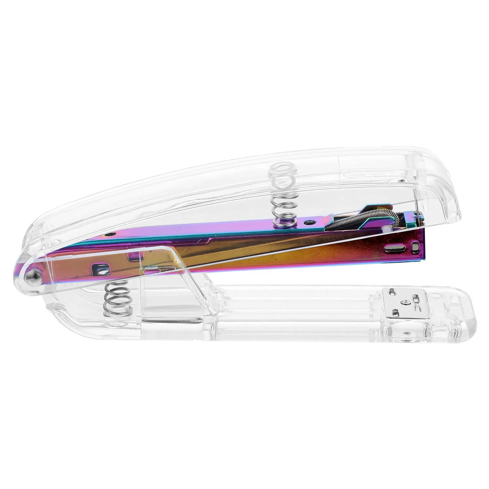 Plastic Transparent Stapler Clear Handheld Stapler for Office Home School Practical Compact Staplers for Desk Students
