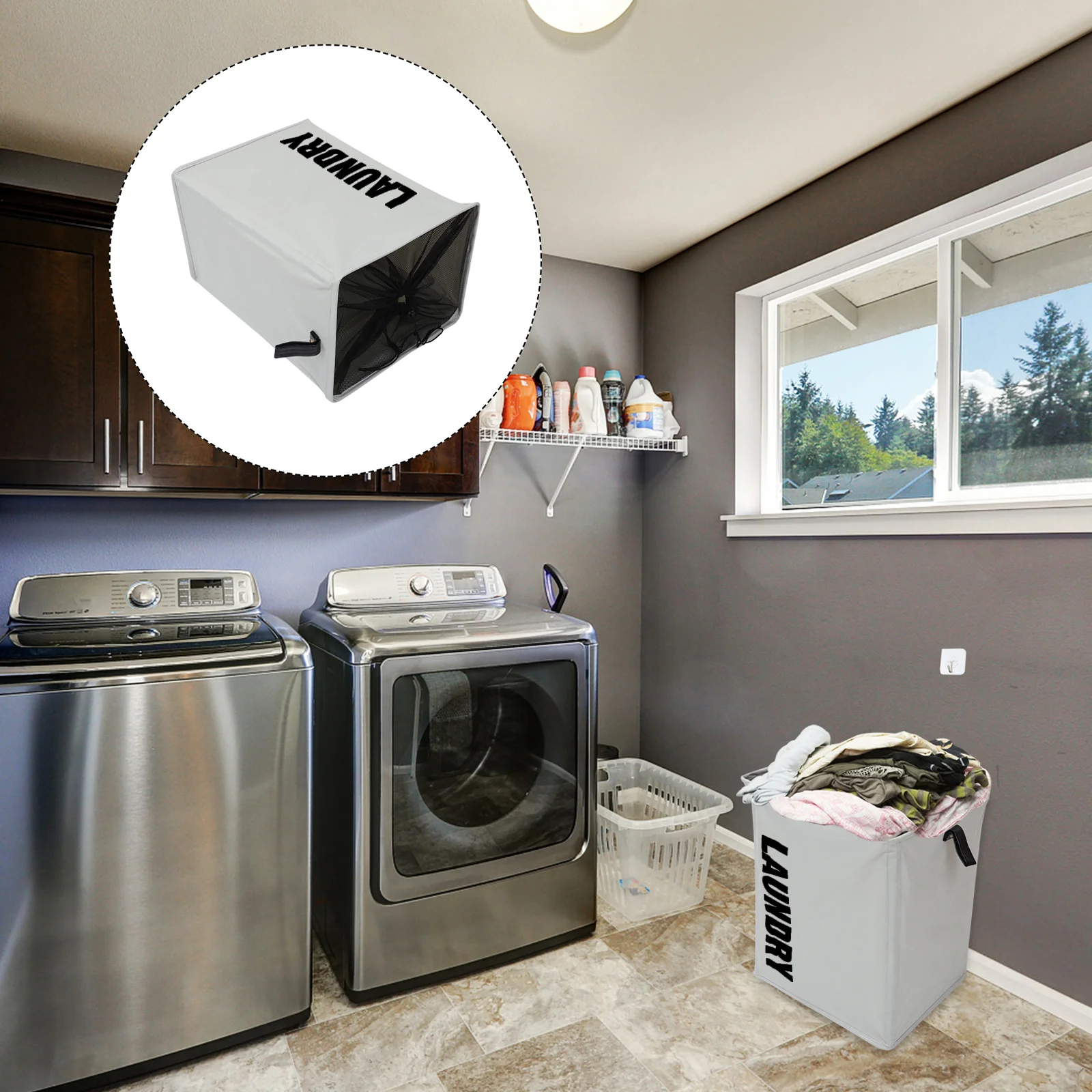 

1Pcs Laundry Basket Foldable Collapsible Storage Bag with Wheels Handles for Clothes Organization Waterproof Easy Carry