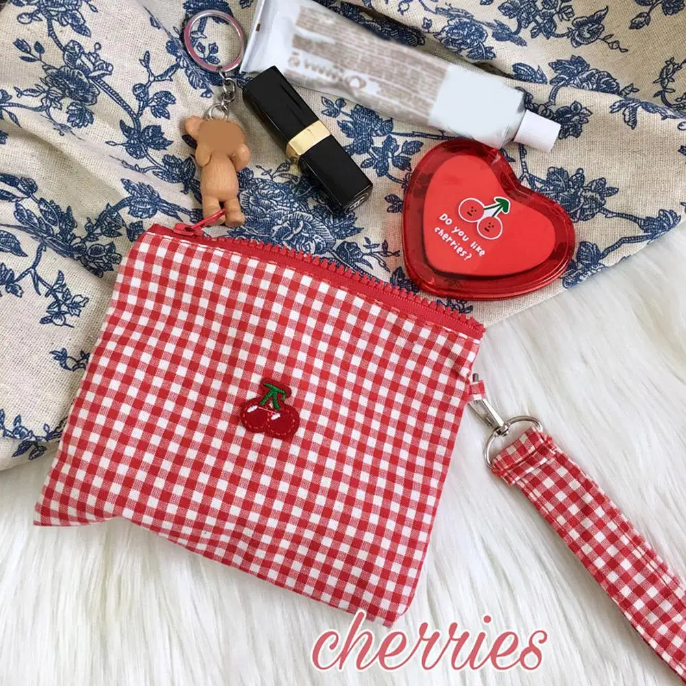 

﻿ Canvas Cosmetic Bag Large Capacity Canvas Women Makeup Cosmetic Bag Embroidered Bag Pouch Cherry Zipper Handbag Storage G A6s5