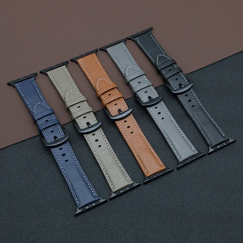 حزام جلدي لسلسلة ساعات أبل 9 8 7 6 5 4 10 Ultra SE سوار مريح iWatch 49mm 45mm 44mm 42mm 41mm 40mm 46mm