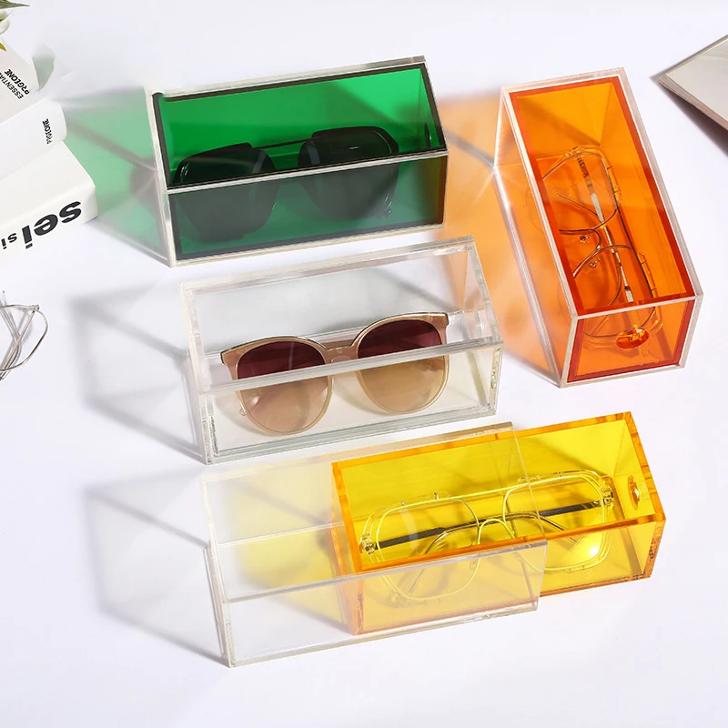 

Acrylic Color Sunglasses Organizer,Clear Eyeglasses Case with Drawer, Eyewear Storage Display Case,Stackable Eyeglasses Holder