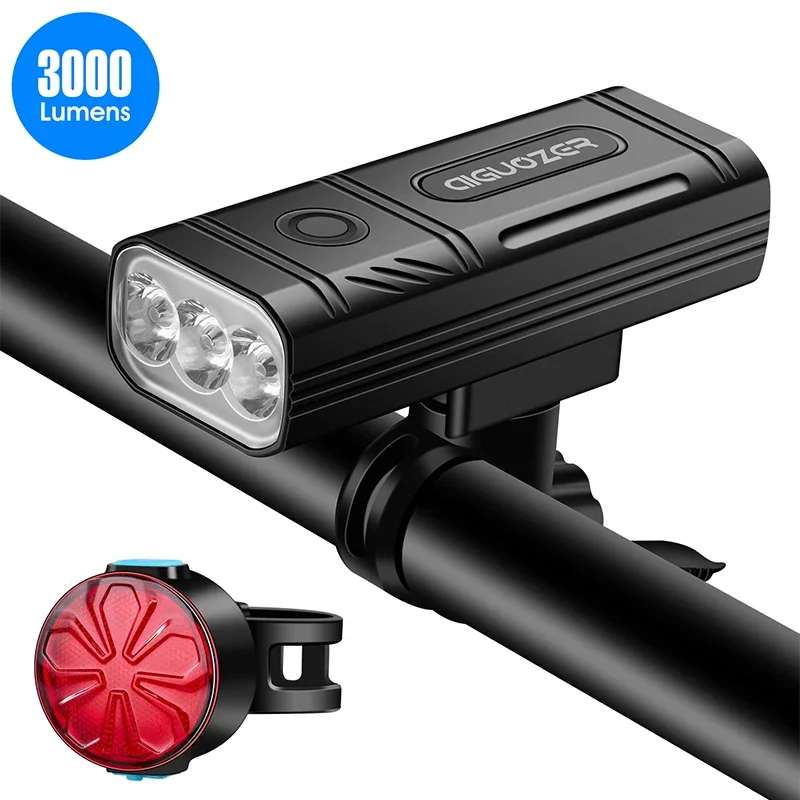 AliExpress Bicycle Light Front Rear Light 3000Lumen 5200mAh Motor Bike Headlight Protable Power Bank Flashlight MTB Road Cycling LED Lamp