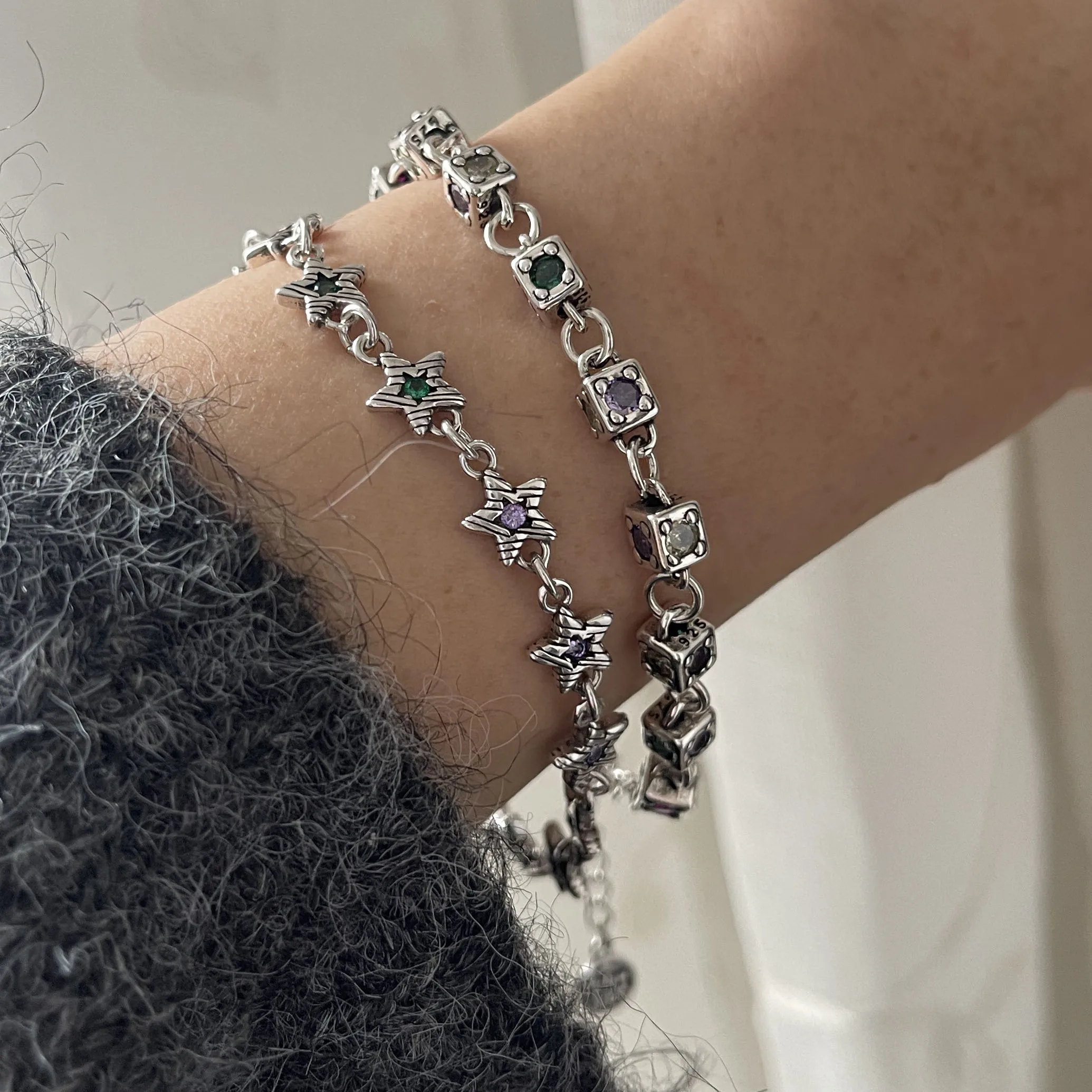925 Sterling Silver Bracelets for Women Men String Accessories Trend Shining Flower Star CZ Pendant Party Jewelry Gift
