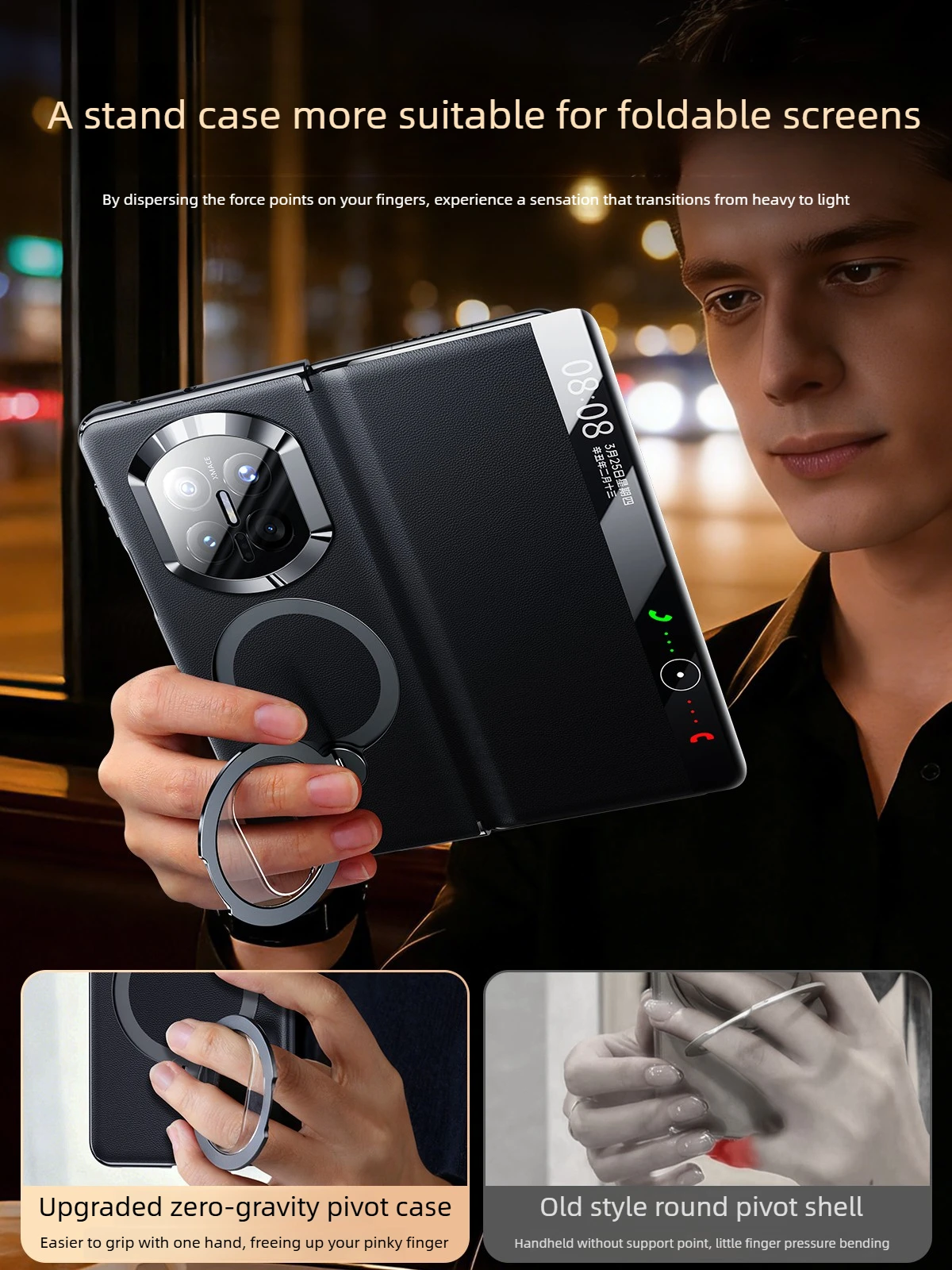 Luxury Genuine Leather Magnetic Phone Case for Huawei Mate X7 Flip Cover Rotating Stand Lens Full Protection for Mate X7 Case