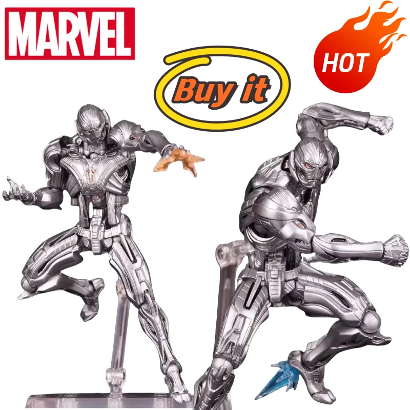 

New Marvel The Avengers Ultron Anime Figure Creative Personality DIY Cool Doll Joint Action Figure Model Car Tabletop Ornament