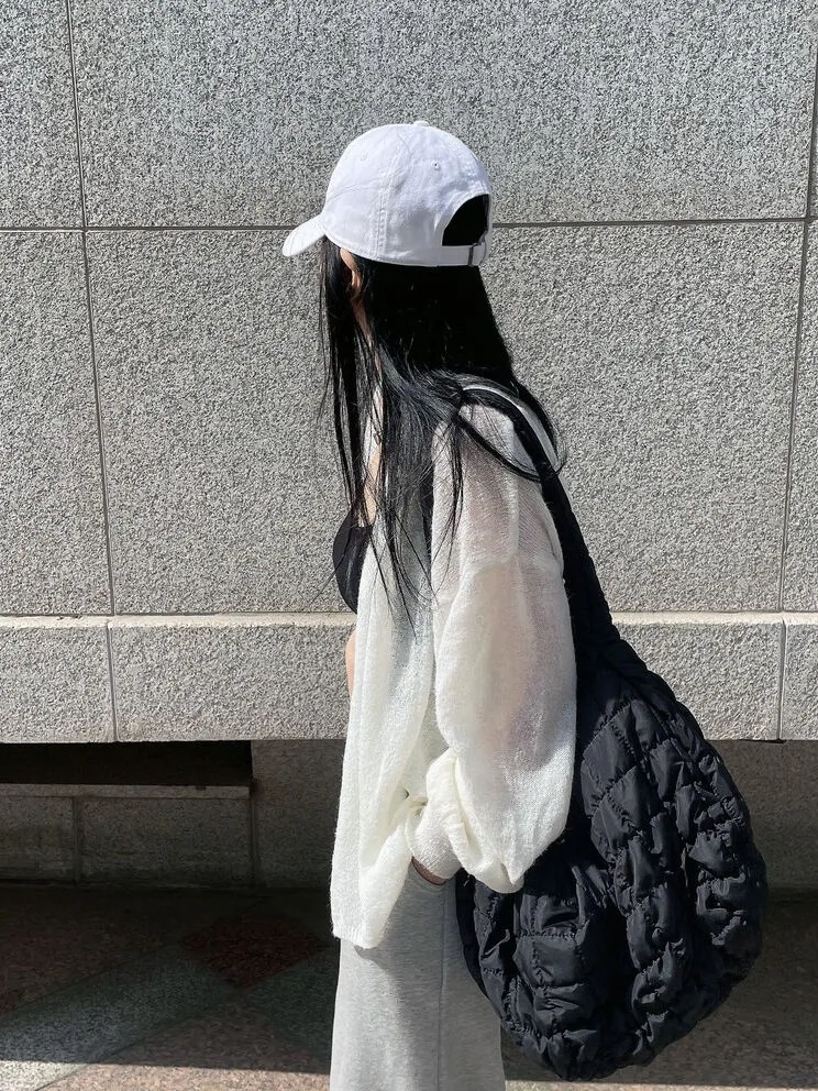 

Korean Sle Loose Fit Thin Knitted Hat Sweater Coat Women's 2025 New Lantern Sve Top Faionable Commute Sle Polyester ...