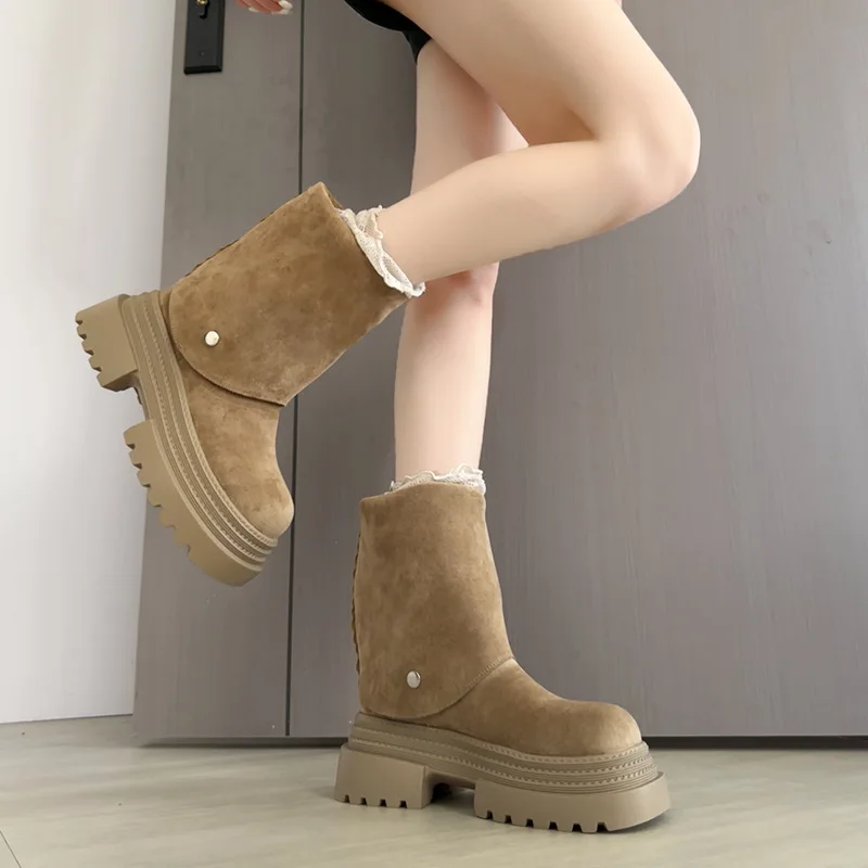 

Двусторонняя одежда, складные высокие сапоги выше колена для женщин, утягивающие короткие сапоги до середины икры на толстой подошве