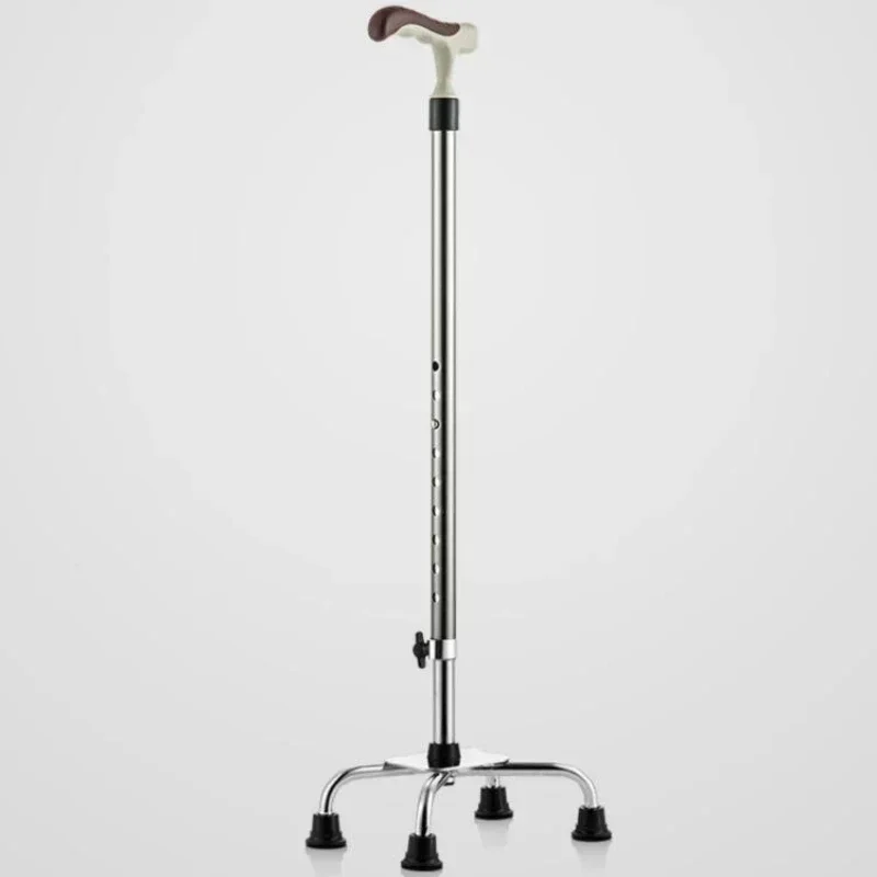 Sgabello con stampella a quattro gambe, bastone da passeggio regolabile portatile antiscivolo per mobilità degli anziani, sedia di supporto per ausilio alla camminata per anziani
