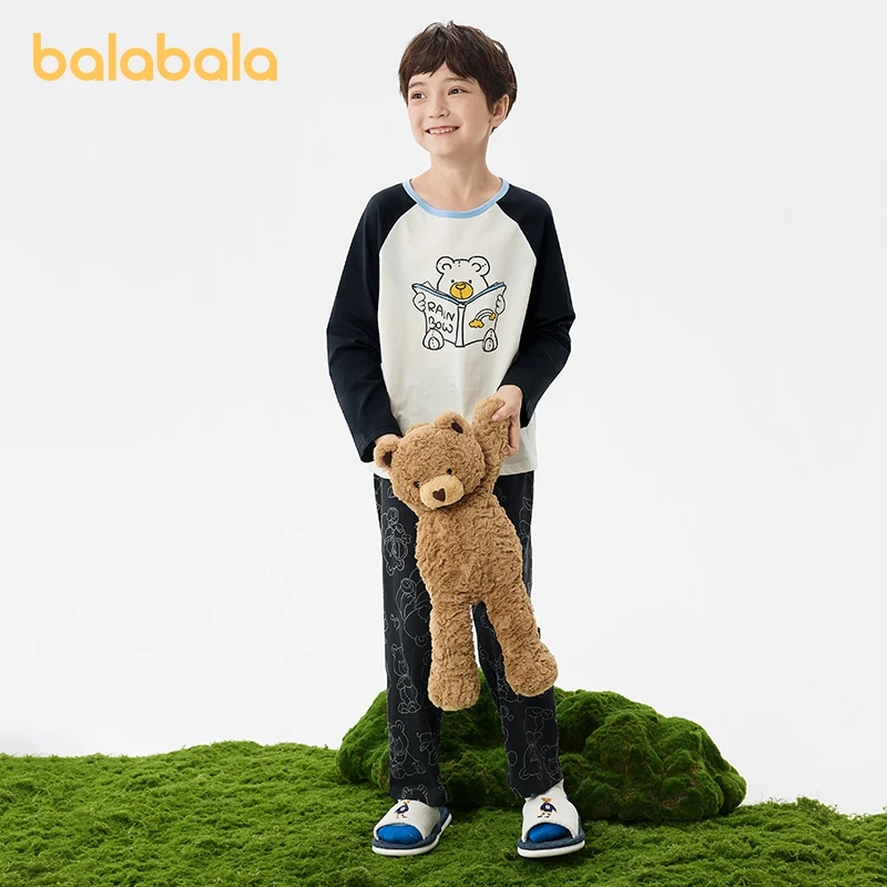 Balabala Children Pajama Set Boys Girls Parent-child Matching  Outdoor Wear Home Clothing Long Sleeve Skin-Friendly Cotton