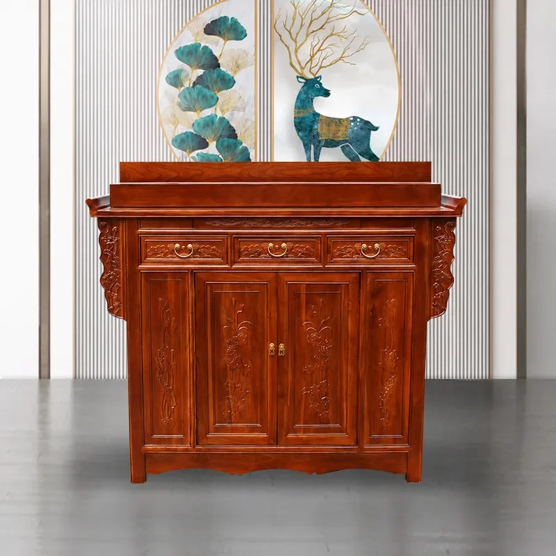 Modern Simple Wooden Buddhist Altar Table Household Shrine Cabinet for Statue Incense Burner God of Wealth Offering Desk Home