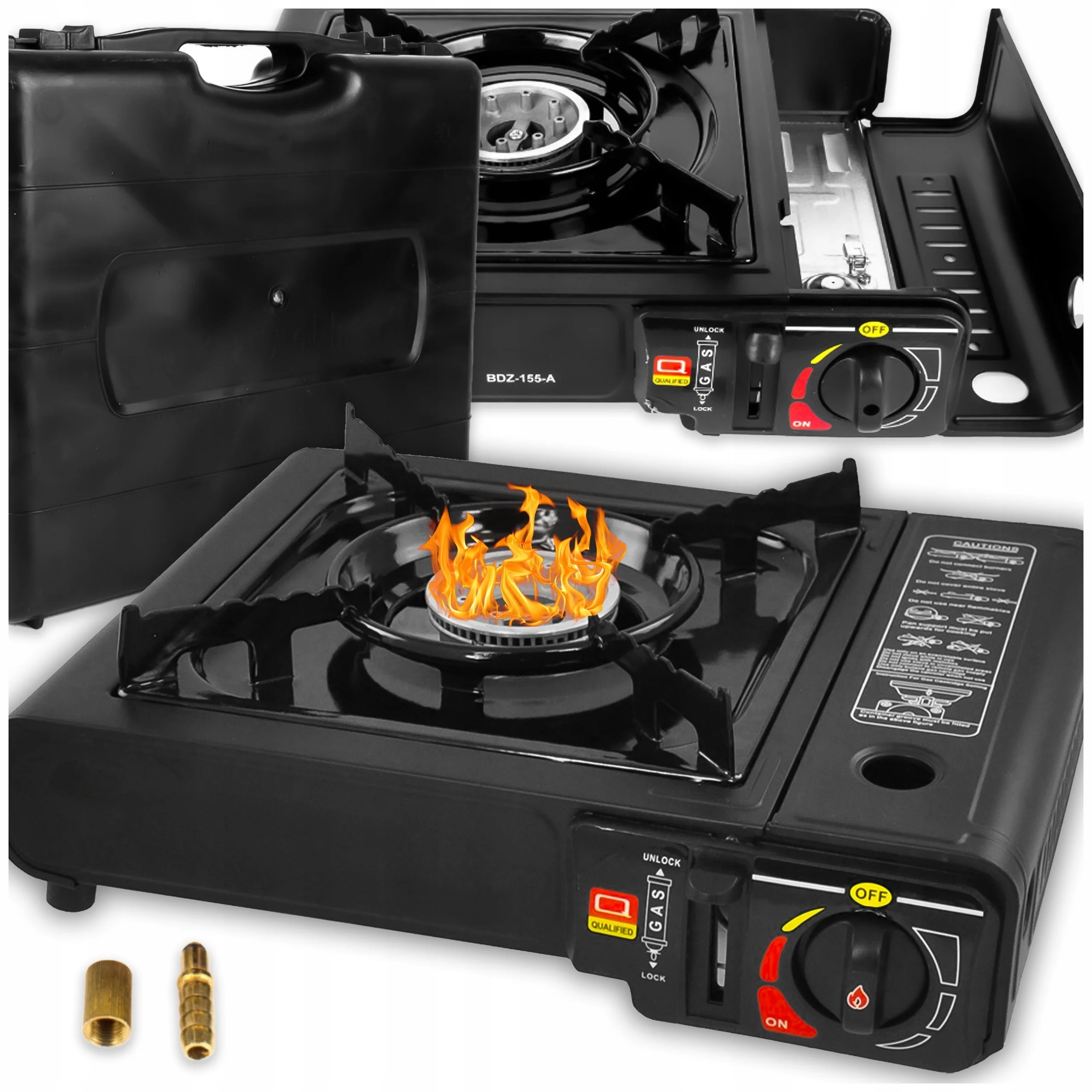 Fornello a gas portatile 2 in 1, adatto sia per cartucce che per bombole, ideale per campeggio e viaggi, compatto e multifunzionale. Compatibile con cartucce o bombole di gas, garantisce una cottura