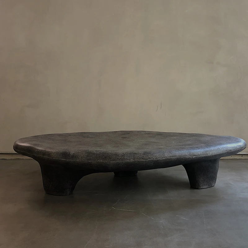 Wabi-sabi pebble style shape coffee table designer personality sculpture low low home living room dining room coffee table