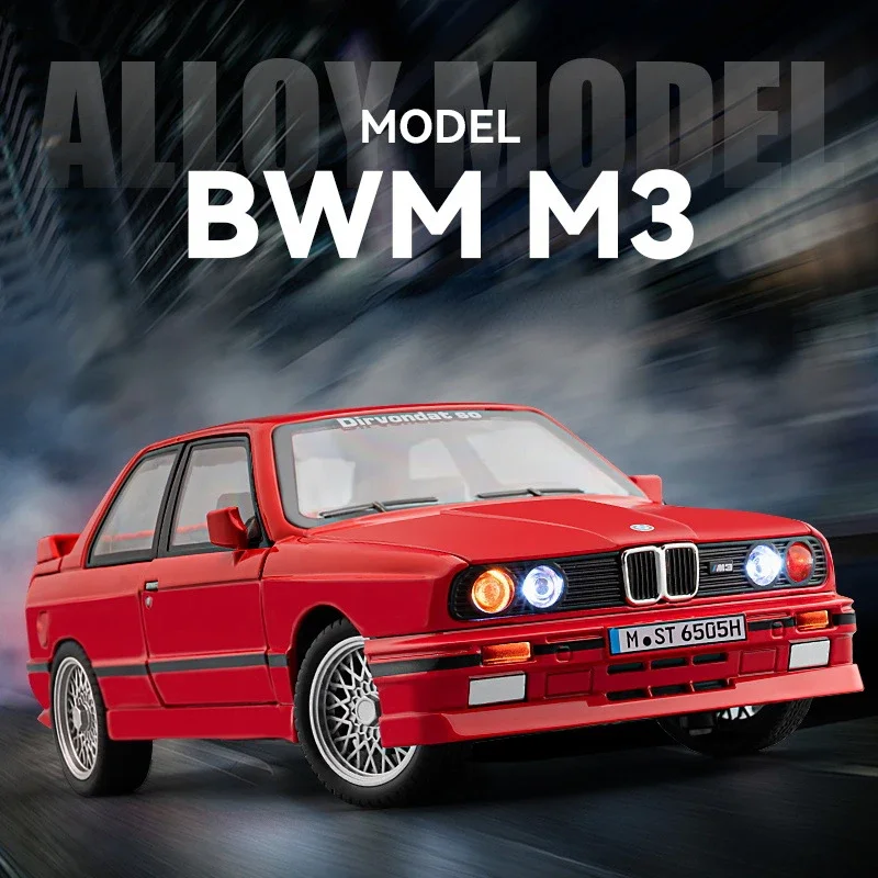 

Литая классическая модель автомобиля BMW M3 в масштабе 1:24, со звуком и фотографией, подарок для друга, подарок на день рождения, Коллекционирование, хобби