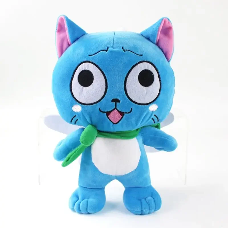 Anime Fairy Tail ตุ๊กตา Plush Blue Happy Cat ตุ๊กตาสัตว์ของเล่นเด็ก 30 ซม