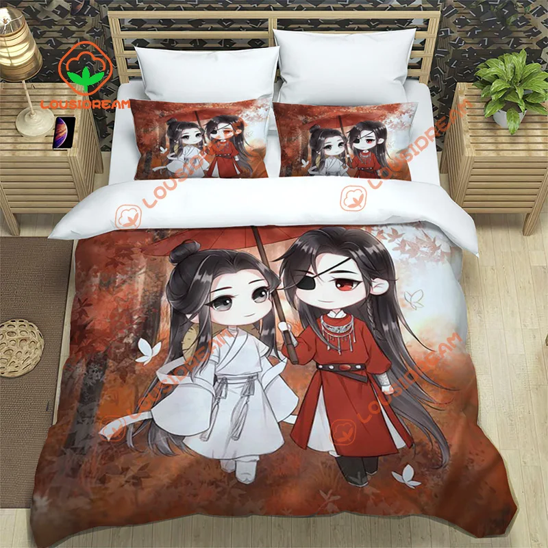 

Heaven official’s blessing Duvet Cover Three Piece BL Anime Bedding Set Double Bed Popular Comics single bed pillowcase