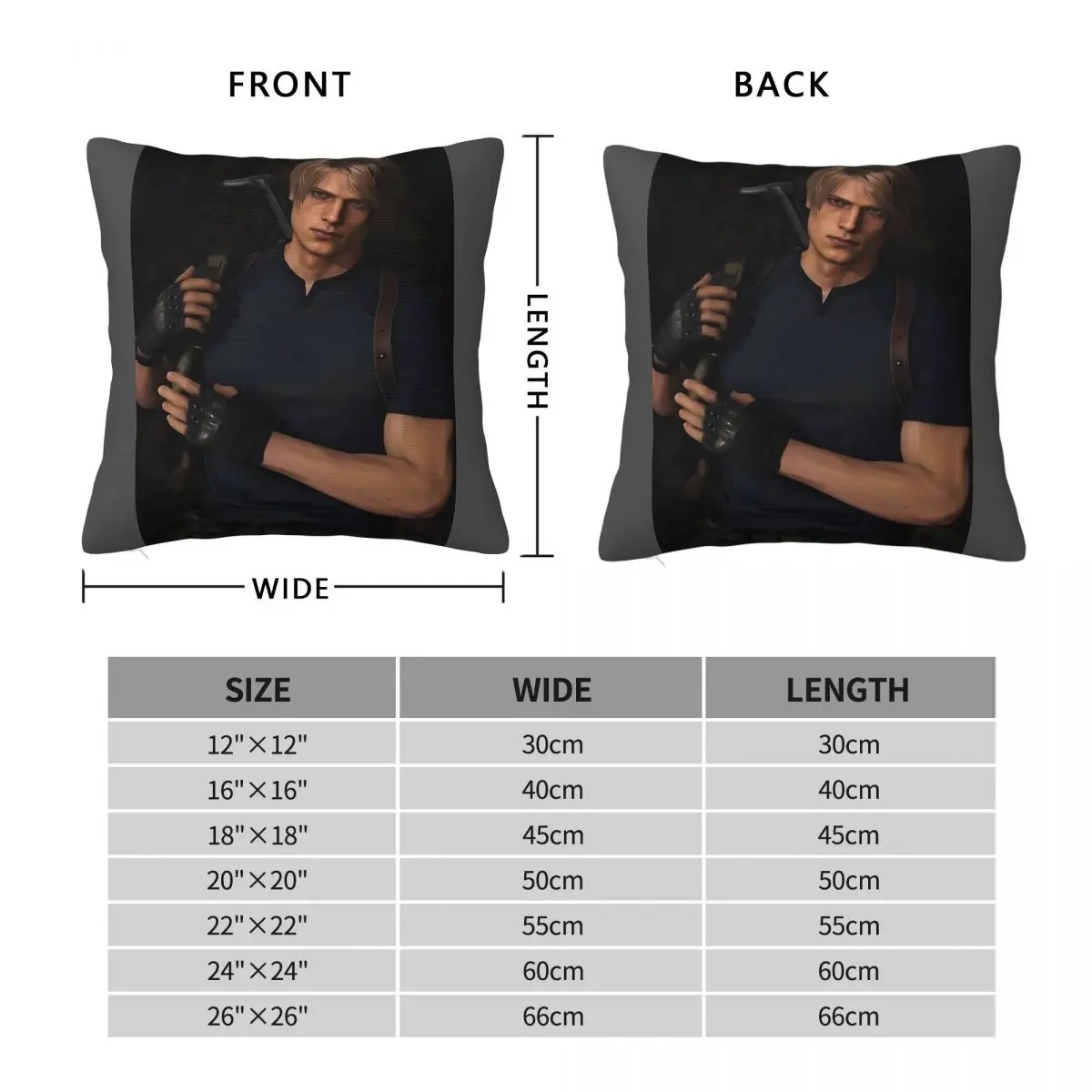 Leon Scott Kennedy Square Pillowcase Polyester Linen Velvet Printed Zip Decorative Pillow Case Sofa Seater Cushion Case