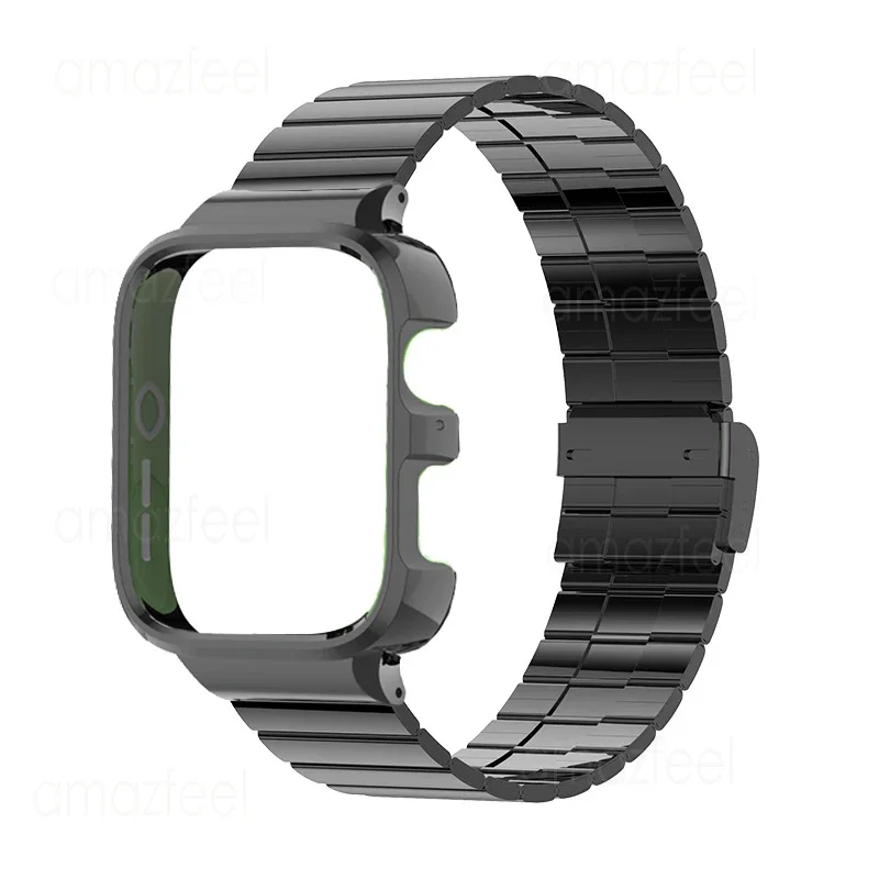 Pulseira de relógio de aço inoxidável, banda e estojo para Huawei Watch Fit3, pulseira de metal, capa protetora, pára-choques