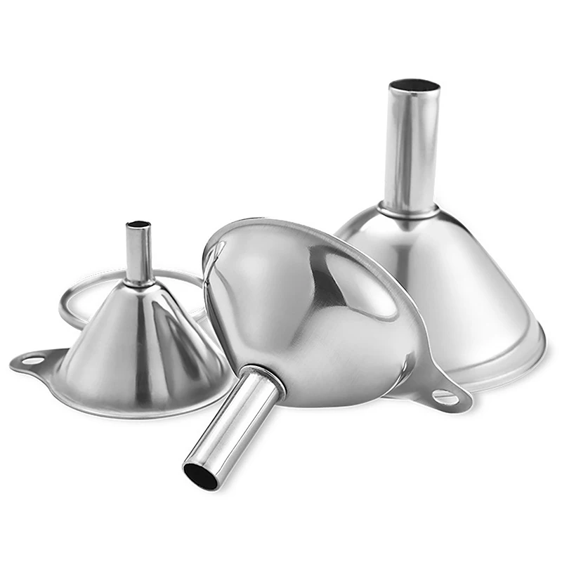 Stainless Steel Funnel Three-piece Set Mini Funnel Oil Spill Wine Spill Tool Multipurpose Funnel Bar Kitchen Supplies