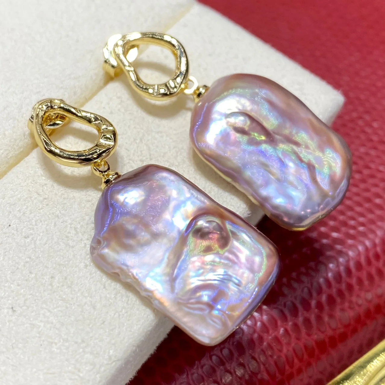 Baroque Earring Shaped Beads Women Pearl 15*20mm Earring Pink Purple Gold Fashion Accessories 072206