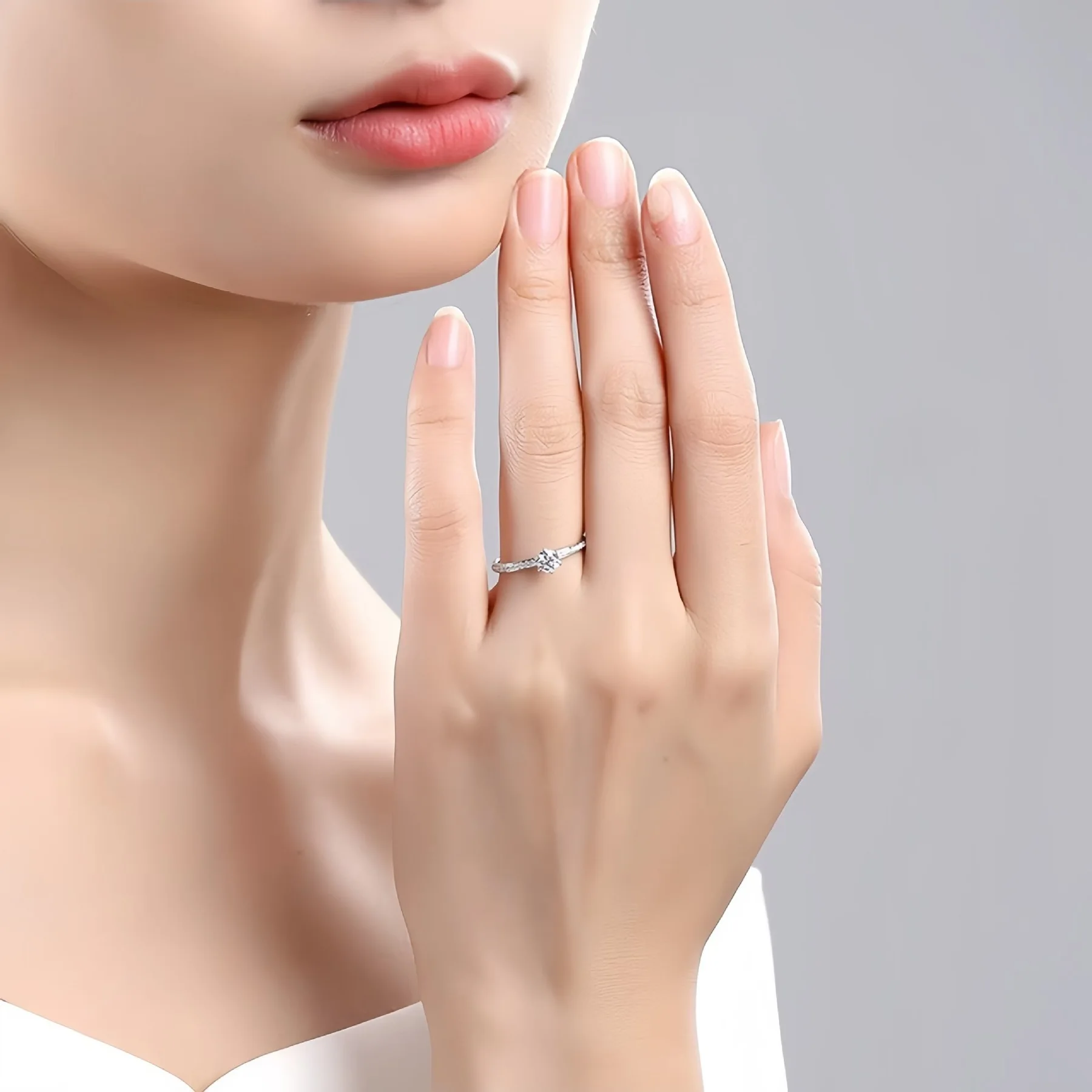 JoiasHome 925 Sterling Silber Moissanit-Ring für Damen, 4,5 mm, minimalistischer Sternenhimmel-Schmuck, Geschenk zur Verlobung – Detail 7